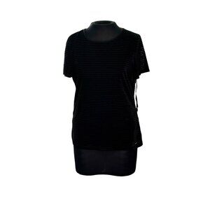 Calvin Klein Black Striped Short Sleeve Top L